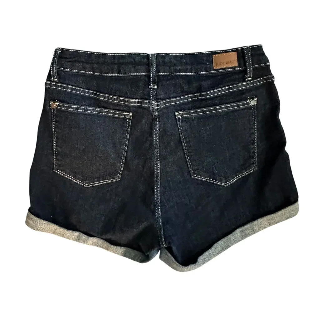 Judy Blue Dark‎ Wash White Thread Stretchy Rolled Hem Denim Jeans Size 31